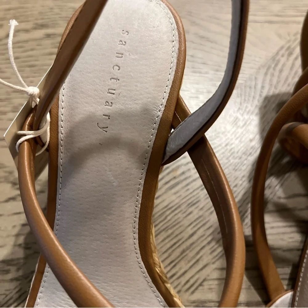 Sanctuary Tan Braided Espadrille Wedge Sandals
